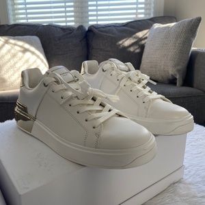 Balmain White and Gold Sneakers